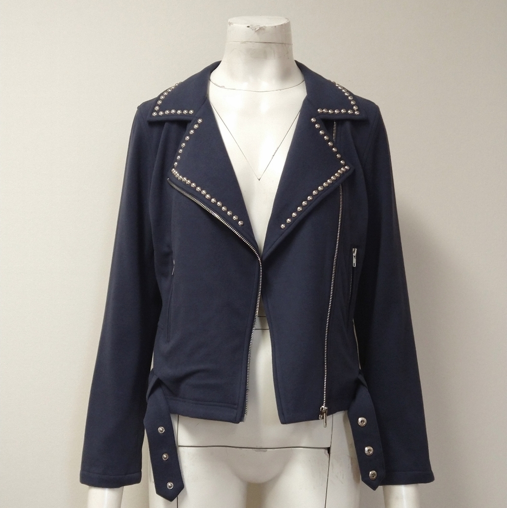 Navy Stud Biker Jacket Size S